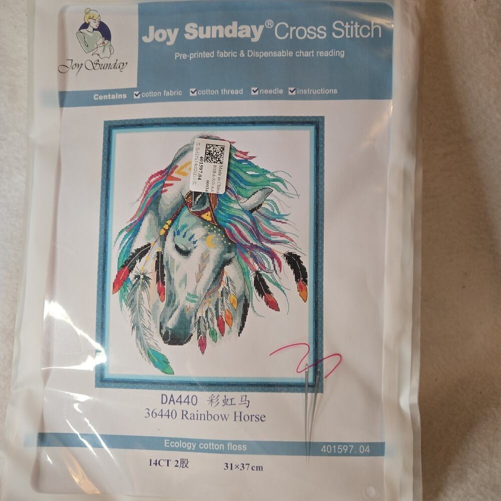 C-25 NEW JOY SUNDAY CROSS-STITCH KIT “RAINBOW HORSE” #DA440